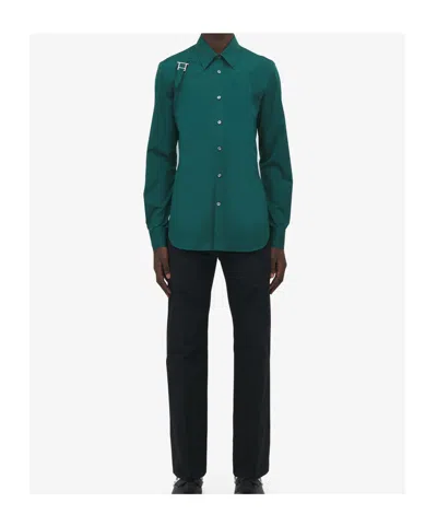 Alexander Mcqueen Cotton Poplin Harness Shirt In Green
