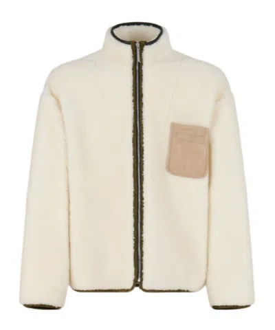 Marni Fleece Bomber Jacket With Zip-up Closure In White