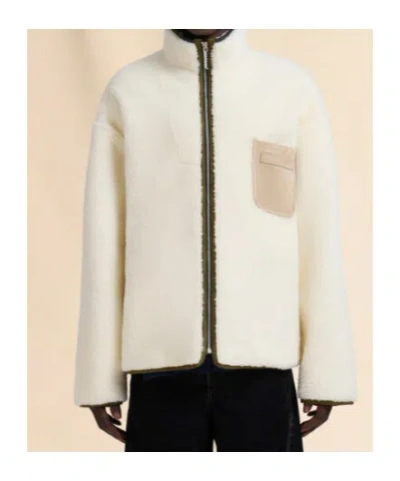Marni Fleece Bomber Jacket With Zip-up Closure In White