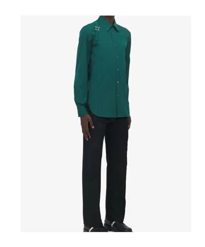 Alexander Mcqueen Cotton Poplin Harness Shirt In Green