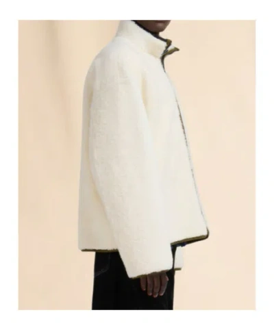 Marni Fleece Bomber Jacket With Zip-up Closure In White