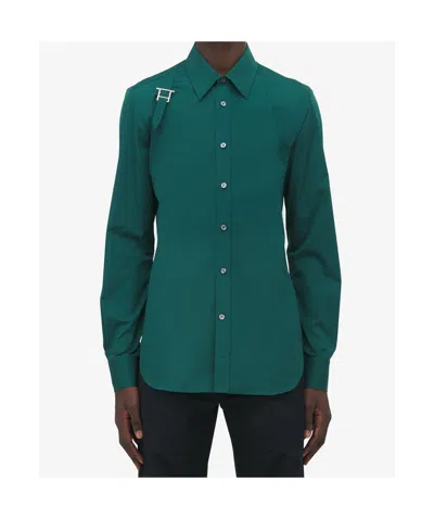 Alexander Mcqueen Cotton Poplin Harness Shirt In Green