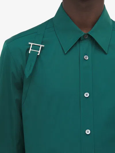 Alexander Mcqueen Cotton Poplin Harness Shirt In Green