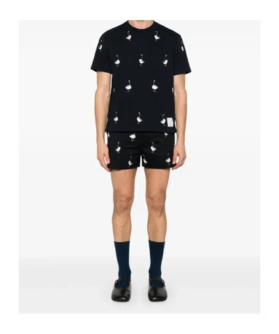 Thom Browne Embroidered-motif T-shirt In Black