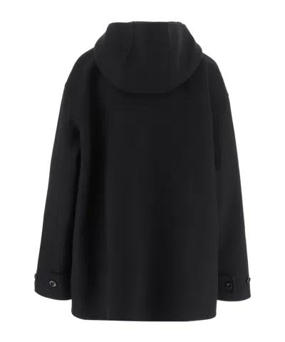 Jil Sander Black Hooded Wool Jacket In Black