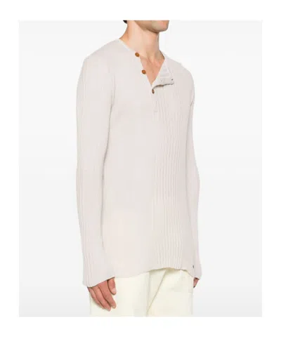 Vivienne Westwood Crewneck Sweater With Asymmetric Button Detail In Neutral