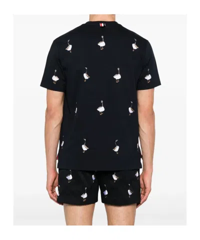 Thom Browne Embroidered-motif T-shirt In Black