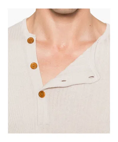 Vivienne Westwood Crewneck Sweater With Asymmetric Button Detail In Neutral
