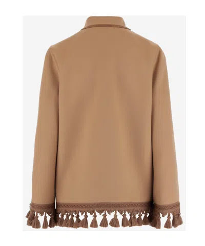 Valentino Cappotto In Misto Lana Cammello  Donna In Brown