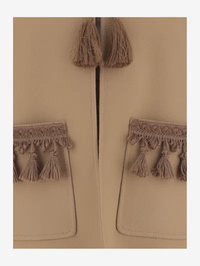 Valentino Cappotto In Misto Lana Cammello  Donna In Brown