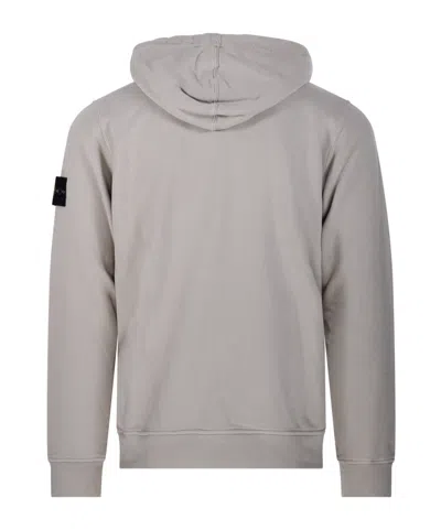 Stone Island Organic Cotton Compass Logo Hoodie In Gray