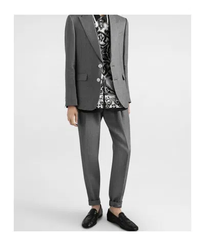 Dolce & Gabbana Washed Linen Canvas Jogging Trousers In Gray