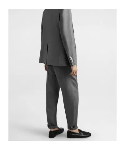 Dolce & Gabbana Washed Linen Canvas Jogging Trousers In Gray