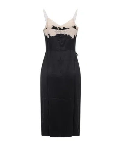 Prada Lace Detailed Midi Dress With Side Slit In Black