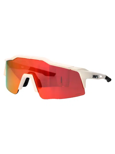 100% Soft Tact Off White - Hiper Red Multilayer Mirror Lens Acetate Sunglasses In Orange