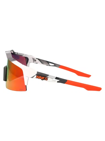 100% Soft Tact Grey Camo - Hiper Red Multilayer Mirror Lens Acetate Sunglasses In Orange
