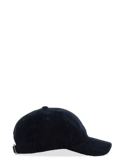 Apc Charlie Rue Madame Logo-print Cotton-corduroy Baseball Cap In Blue