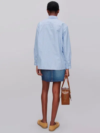 Apc Striped Sela Shirt With Chest Pocket In Blue