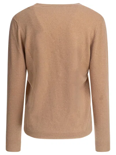Agnona Crew Neck Knitwear With Ribbed Cuffs And Hem In Neutral