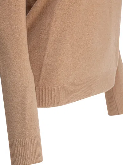 Agnona Crew Neck Knitwear With Ribbed Cuffs And Hem In Neutral