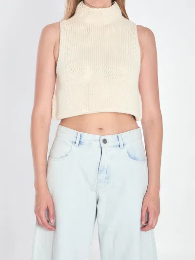 Alaïa Folded Hem Chunky Sleeveless Top In White