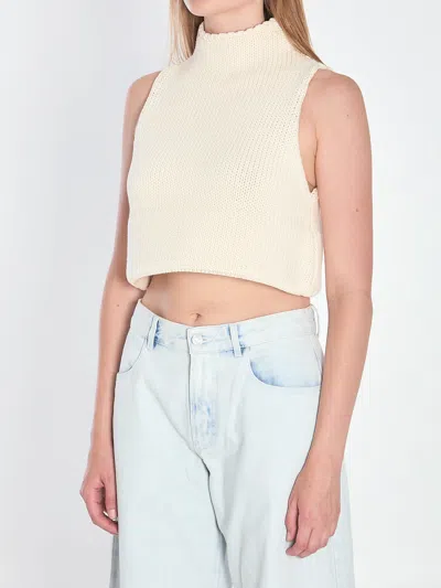 Alaïa Folded Hem Chunky Sleeveless Top In White