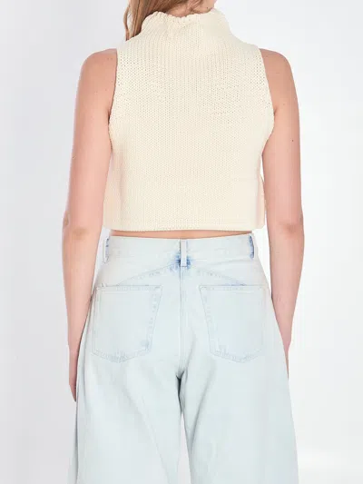 Alaïa Folded Hem Chunky Sleeveless Top In White