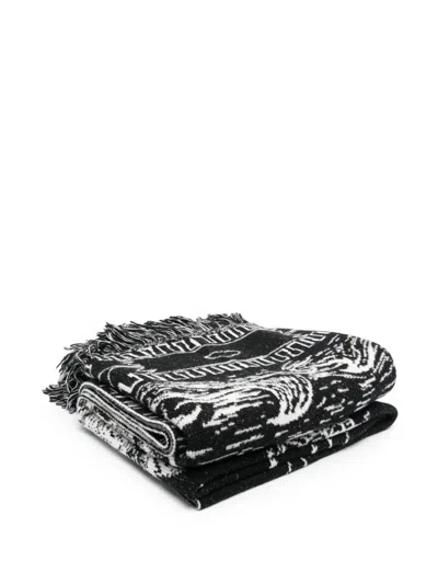 Alanui Embroidered Wool Blend Antarctic Expedition Blanket In Black