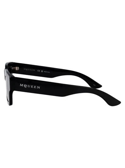 Alexander Mcqueen Black-black-grey Recycled Acetate Sunglasses In Black