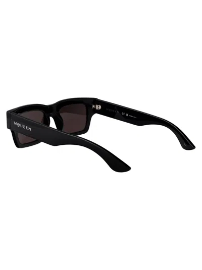 Alexander Mcqueen Black-black-grey Recycled Acetate Sunglasses In Black