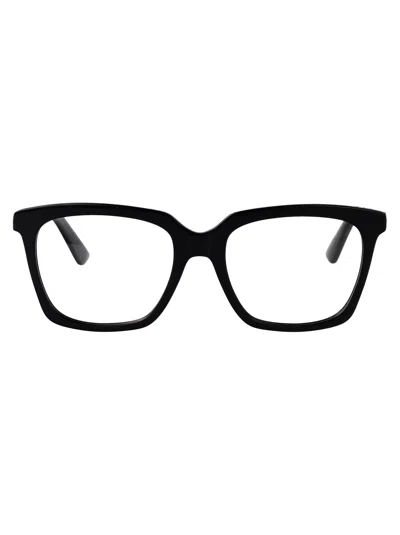 Alexander Mcqueen Black-black-transparent Recycled Acetate Glasses In Black