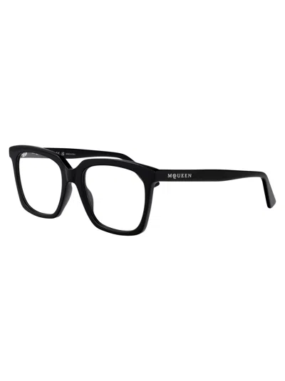 Alexander Mcqueen Black-black-transparent Recycled Acetate Glasses In Black