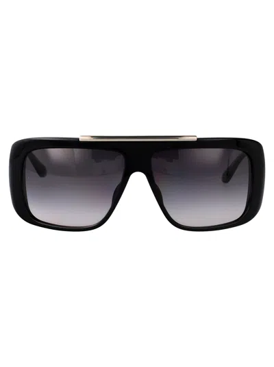 Alexander Mcqueen Black-silver-grey Recycled Acetate Sunglasses In Black