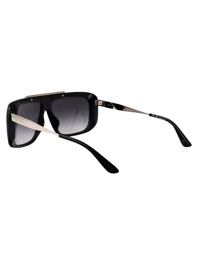 Alexander Mcqueen Black-silver-grey Recycled Acetate Sunglasses In Black