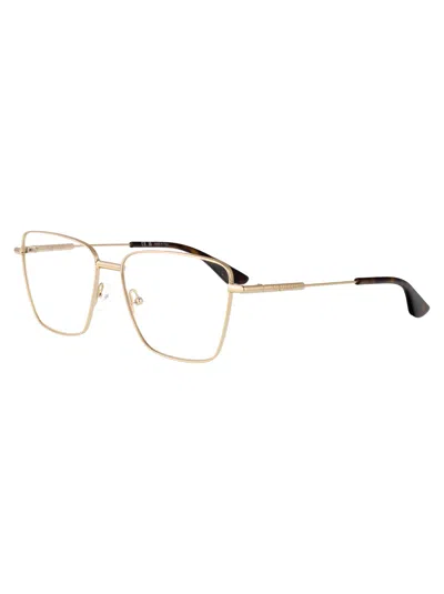 Alexander Mcqueen Gold-gold-transparent Metal Glasses In Neutral