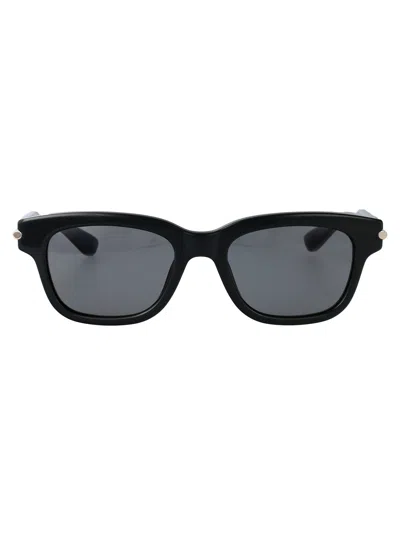 Alexander Mcqueen Green-green-grey Recycled Acetate Sunglasses In Black