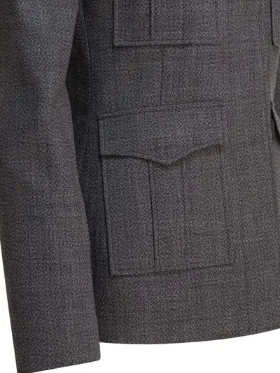 Alexander Mcqueen Fitted Silhouette With Epaulettes And Flap Pockets In Gray