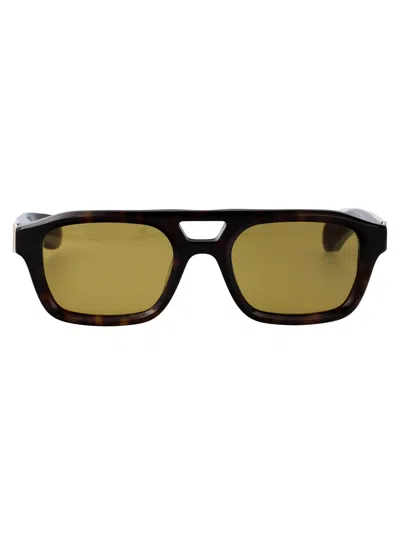 Alexander Mcqueen Havana-havana-yellow Recycled Acetate Sunglasses In Green