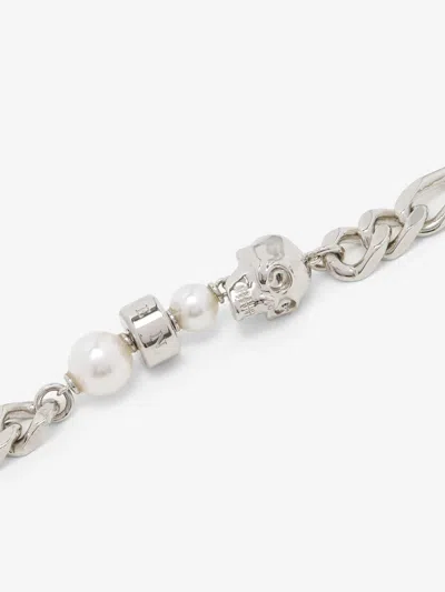 Alexander Mcqueen Skull And Pearl Bracelet