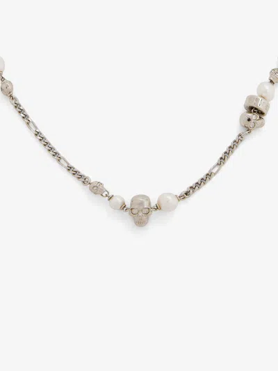 Alexander Mcqueen Skull And Pearl Necklace