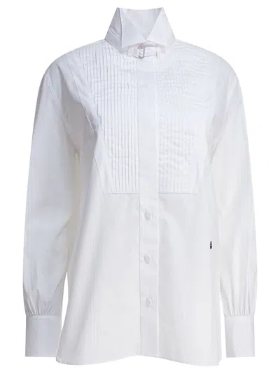Alexander Mcqueen Tuxedo Cotton Poplin Shirt With Pleated Plastron