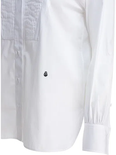 Alexander Mcqueen Tuxedo Cotton Poplin Shirt With Pleated Plastron