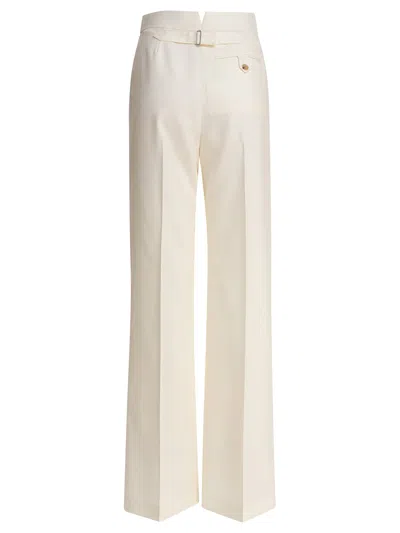 Alexander Mcqueen Tailored High-waist Trousers In Wool In White