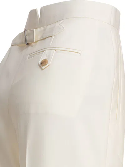 Alexander Mcqueen Tailored High-waist Trousers In Wool In White