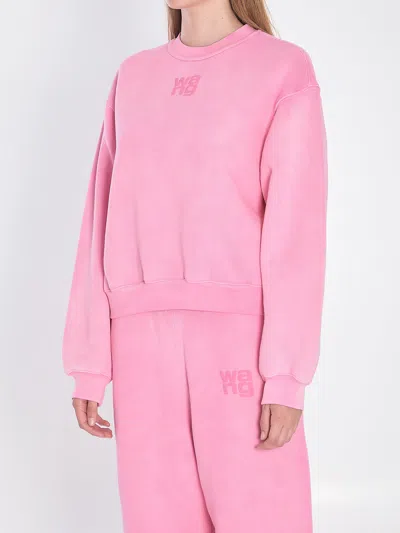 Alexander Wang Puff Print Sweatshirt In Brushed Terry In Pink