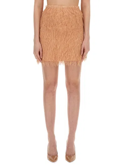 Alysi Frizzy Mini Skirt In Brown