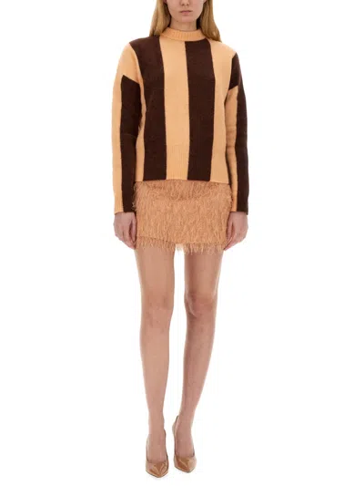Alysi Frizzy Mini Skirt In Brown