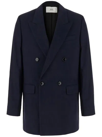 Ami Alexandre Mattiussi Ami Alexandre Matiussi Wool Serge Double Breasted Blazer In Blue