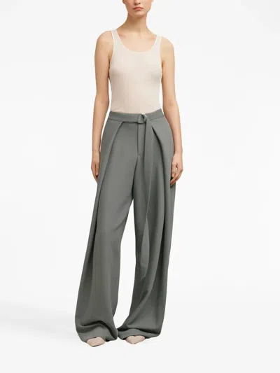 Ami Alexandre Mattiussi Ami Paris Wide Fit Pants In Green