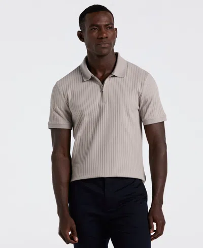 Perry Ellis Men's Ribbed Quarter Zip Polo